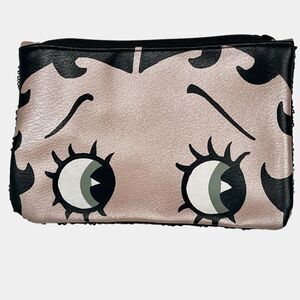 Betty Boop Ipsy Makeup Cosmetic Bag Zippered Shimmer Face Black Sequin CUTE!